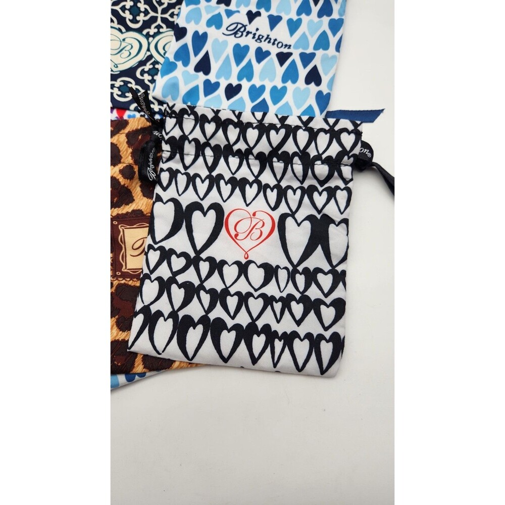 Lot Of 9 Brighton Cloth Fabric Jewelry Storage Bags #1 Hearts Drawstring Pouch - Picture 2 of 9